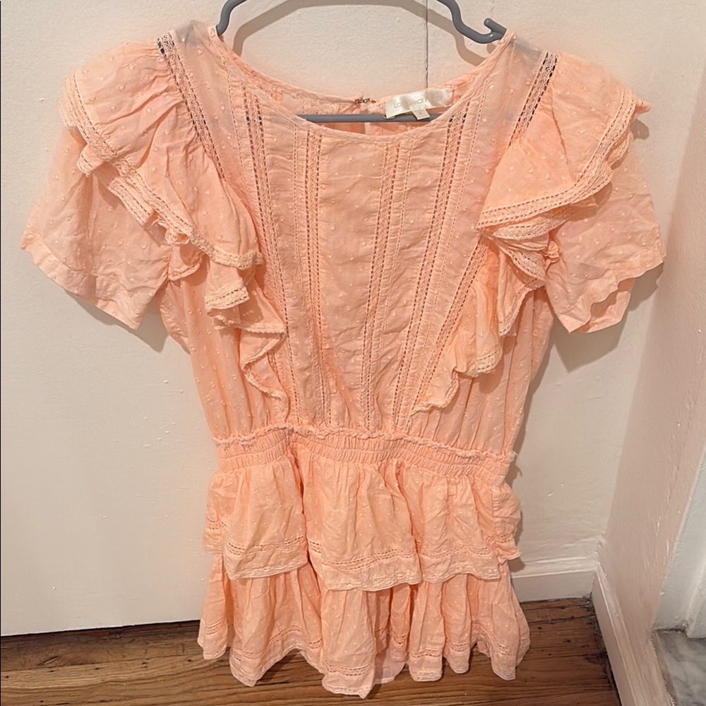 LoveShackFancy Orange Flutter Sleeve Mini Dress